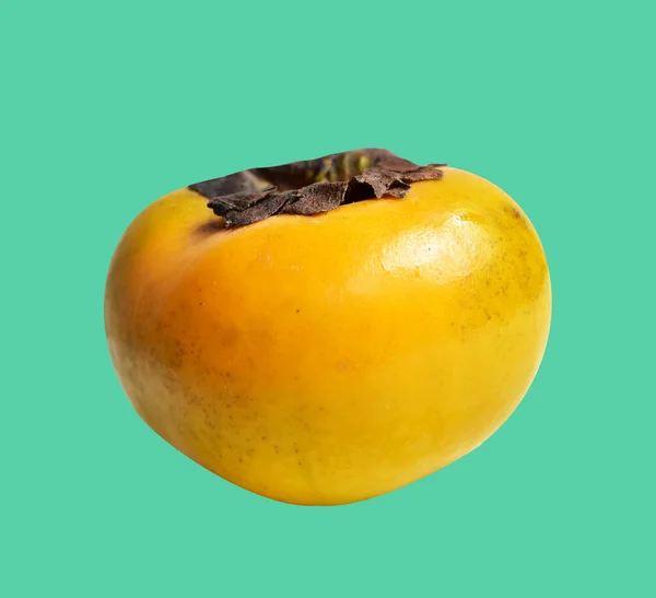 Fresh Korean Crispy Orange Persimmon Fruit Isolated Clipping Path Shadow — 스톡 사진