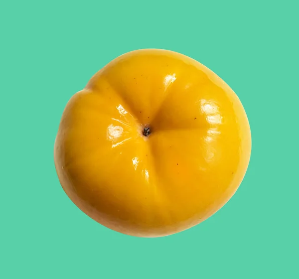 Fresh Korean Crispy Orange Persimmon Fruit Isolated Clipping Path Shadow — Stock Photo, Image