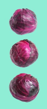 Taze kırmızı ya da mor lahana. Beyaz arka planda kırpma yolu var. Gölgesi yok.