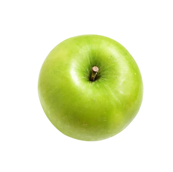 Frische Grüne Apfelfrüchte Isoliert Mit Schneideweg Vor Weißem Hintergrund Kein — Stockfoto