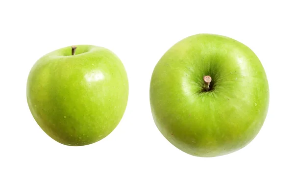 Pommes Vertes Fraîches Isolées Avec Chemin Coupe Fond Blanc Pas — Photo