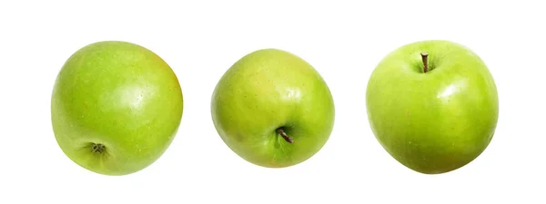 Čerstvé Zelené Jablečné Ovoce Izolované Výstřižkovou Cestou Bílém Pozadí Žádný — Stock fotografie