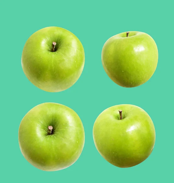 Φρέσκα Πράσινα Φρούτα Μήλου Απομονωμένα Μονοπάτι Λευκό Φόντο Χωρίς Σκιά — Φωτογραφία Αρχείου