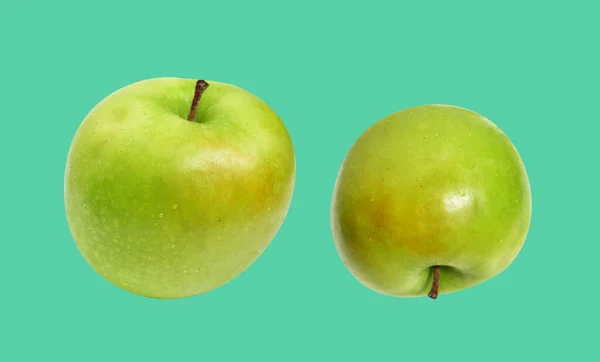 Świeże Zielone Owoce Jabłka Izolowane Ścieżką Wycinania Białym Tle Bez — Zdjęcie stockowe