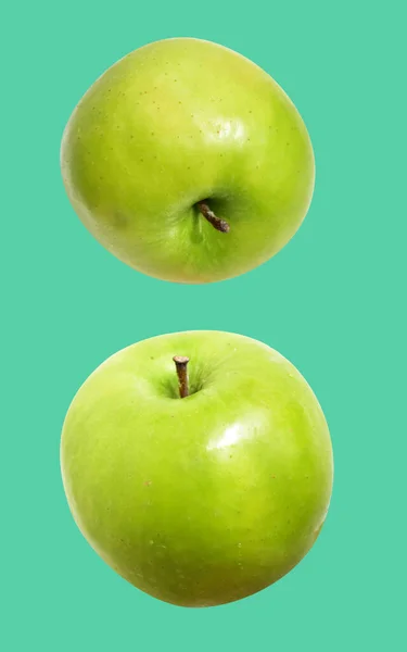 Φρέσκα Πράσινα Φρούτα Μήλου Απομονωμένα Μονοπάτι Λευκό Φόντο Χωρίς Σκιά — Φωτογραφία Αρχείου