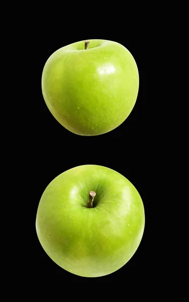 Pommes Vertes Fraîches Isolées Avec Chemin Coupe Fond Blanc Pas — Photo