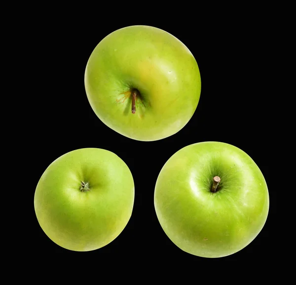 Pommes Vertes Fraîches Isolées Avec Chemin Coupe Fond Blanc Pas — Photo