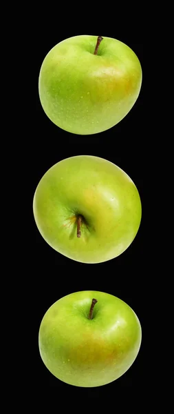 Pommes Vertes Fraîches Isolées Avec Chemin Coupe Fond Blanc Pas — Photo