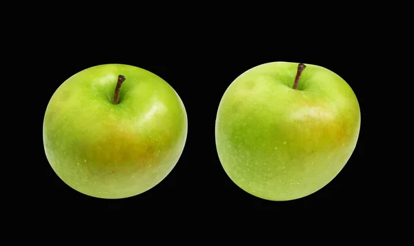 Pommes Vertes Fraîches Isolées Avec Chemin Coupe Fond Blanc Pas — Photo