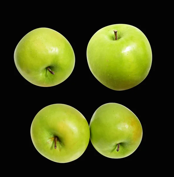 Pommes Vertes Fraîches Isolées Avec Chemin Coupe Fond Blanc Pas — Photo