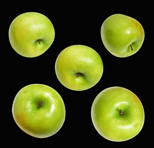 Pommes Vertes Fraîches Isolées Avec Chemin Coupe Fond Blanc Pas — Photo