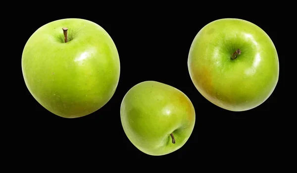 Pommes Vertes Fraîches Isolées Avec Chemin Coupe Fond Blanc Pas — Photo