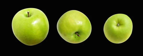 Pommes Vertes Fraîches Isolées Avec Chemin Coupe Fond Blanc Pas — Photo