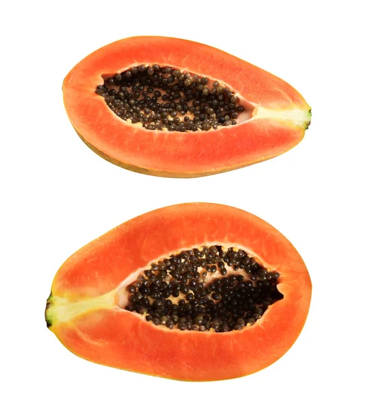 Fresh Sweet Ripe Papaya Fruit Isolated Clipping Path Black Background — Stock Photo, Image