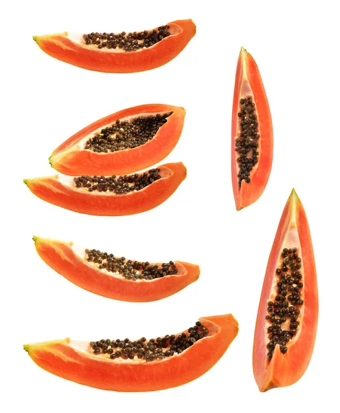 Fresh Sweet Ripe Papaya Fruit Isolated Clipping Path Black Background — Stock Photo, Image