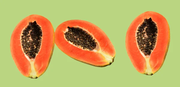 Fruits Frais Papaye Mûrs Sucrés Isolés Avec Chemin Coupe Arrière — Photo
