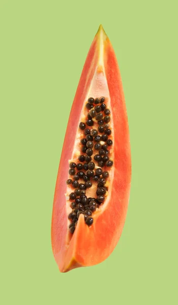 Verse Zoete Rijpe Papaya Fruit Geïsoleerd Met Clipping Pad Zwarte — Stockfoto