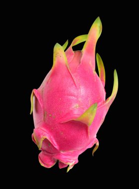 Ejderha meyvesi pitaya pitahaya izole, siyah arka planda kırpma yolu ile gölge yok