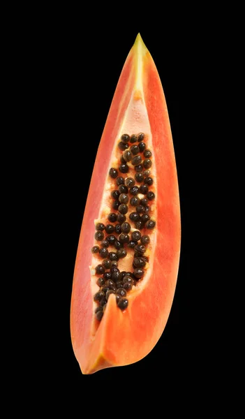 Färsk Söt Mogen Papaya Frukt Isolerad Med Klippning Väg Svart — Stockfoto