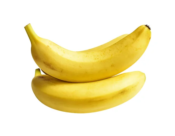 Fruta Banana Amarela Madura Fresca Meio Descascada Isolada Com Caminho — Fotografia de Stock