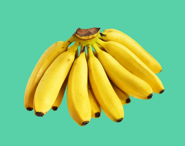 Fruits Banane Jaune Mûrs Demi Pelés Frais Isolés Avec Chemin — Photo