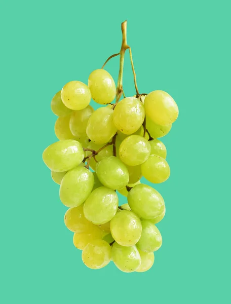 Fruta Fresca Uva Verde Isolada Sem Sombra Com Recorte Fundo — Fotografia de Stock