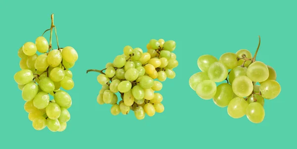 Färsk Grön Druva Frukt Isolerad Ingen Skugga Med Klippning Väg — Stockfoto