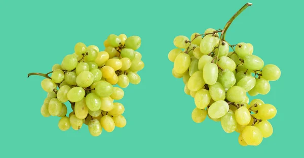 Φρέσκα Πράσινα Φρούτα Σταφυλιού Απομονωμένα Χωρίς Σκιά Μονοπάτι Πράσινο Φόντο — Φωτογραφία Αρχείου