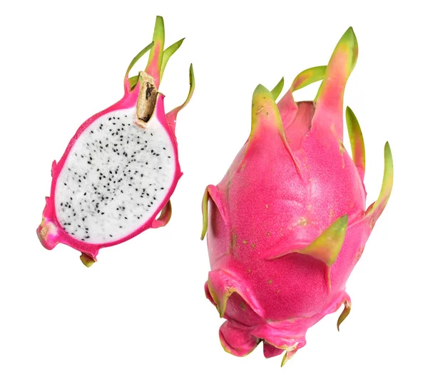 Ejderha meyvesi pitaya pitahaya izole, siyah arka planda kırpma yolu ile gölge yok
