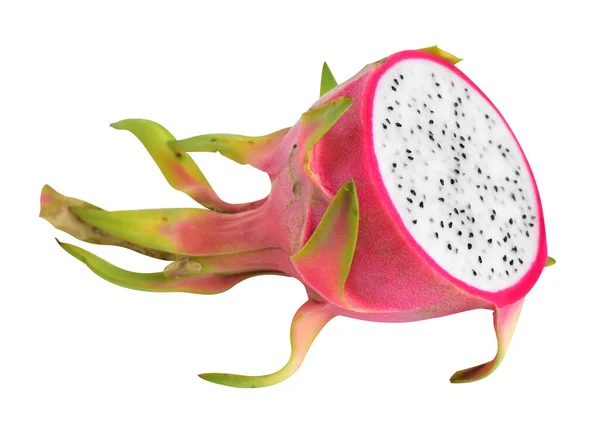 Dragon Fruit Pitaya Pitahaya Απομονωμένη Καμία Σκιά Μονοπάτι Μαύρο Φόντο — Φωτογραφία Αρχείου