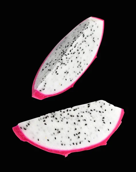 Dragon Fruit Pitaya Pitahaya Απομονωμένη Καμία Σκιά Μονοπάτι Μαύρο Φόντο — Φωτογραφία Αρχείου
