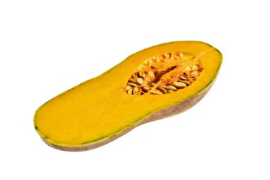 Portakal rengi uzun kabaklar, kabak kabağı, kabak kabağı kesme yolu ile izole edilmiş, siyah arka planda gölge yok.