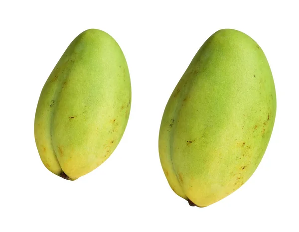 Green Mango Fruit Isolated Clipping Path Shadow Green Background — Stock Photo, Image