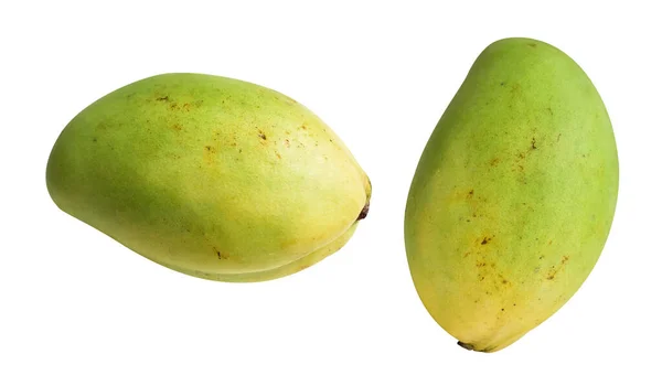 Green Mango Fruit Isolated Clipping Path Shadow Green Background — Stock Photo, Image