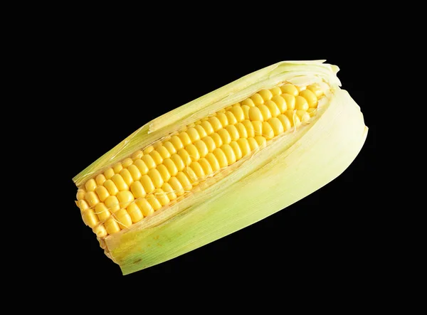 Fresh Yellow Corn Isolated White Background Shadow Half Sweet Corn — Stock Photo, Image