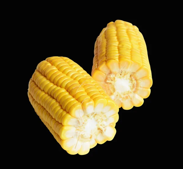 Fresh Yellow Corn Isolated White Background Shadow Half Sweet Corn — Stock Photo, Image