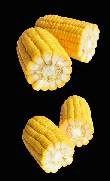 Fresh Yellow Corn Isolated White Background Shadow Half Sweet Corn — Stock Photo, Image