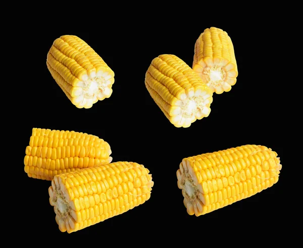 鲜黄玉米 白色背景 无阴影 半甜玉米 有剪枝路径 — 图库照片