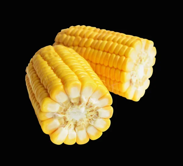 鲜黄玉米 白色背景 无阴影 半甜玉米 有剪枝路径 — 图库照片