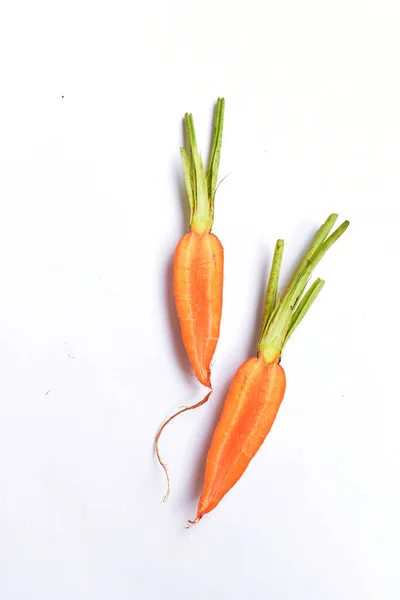 Carote Isolate Fondo Bianco Ingredienti Alimentari Fondo Carota Vista Dall — Foto Stock