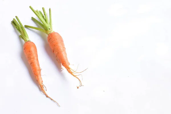 Морква Ізольована Білому Тлі Харчові Інгредієнти Морквяний Фон Вид Зверху — стокове фото