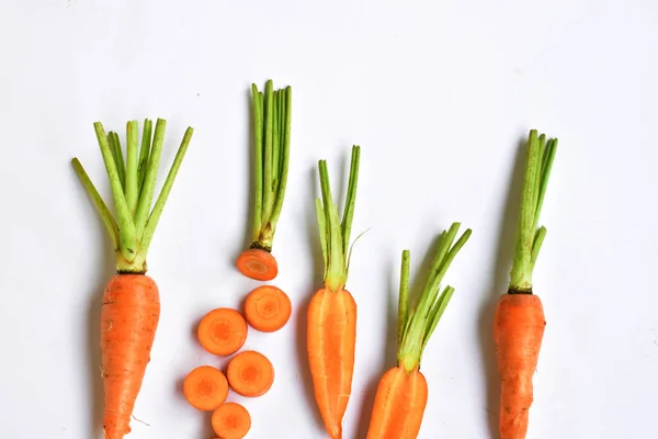 Carrots isolated in white background, food ingredients, carrot background, top view, flat lay, frame