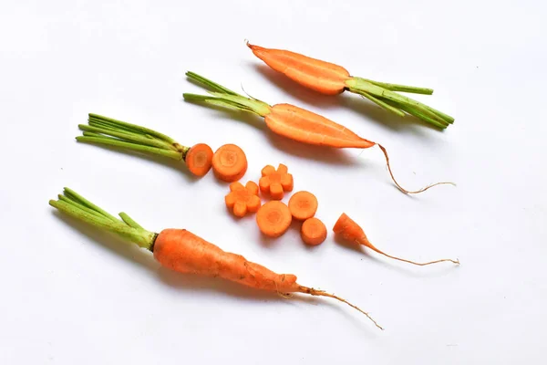 Zanahorias Aisladas Fondo Blanco Ingredientes Alimentarios Fondo Zanahoria Vista Superior —  Fotos de Stock
