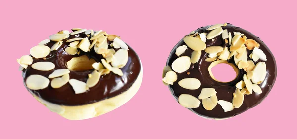 Пончики Пончики Изолированы Тени Белом Фоне Пончики Фаст Фуд Сахар — стоковое фото