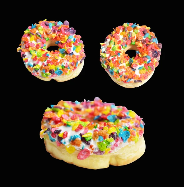Donuts Rosquinhas Isoladas Sem Sombra Fundo Branco Rosquinhas Fast Food — Fotografia de Stock