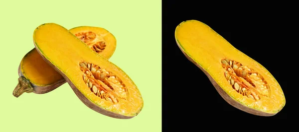 Orange Långa Pumpor Butternut Squash Butternut Pumpa Isolerad Med Klippning — Stockfoto