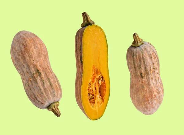 Zucche Lunghe Arancioni Zucca Butternut Zucca Butternut Isolata Con Percorso — Foto Stock