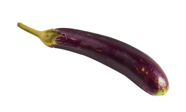 Färsk Lila Aubergine Isolerad Med Klippning Väg Ingen Skugga Vit — Stockfoto