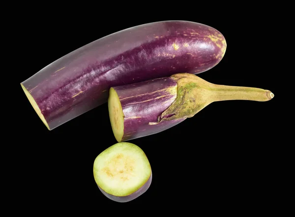 Aubergine Pourpre Crue Fraîche Isolée Avec Chemin Coupe Pas Ombre — Photo