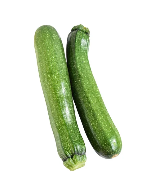 Frisches Grünes Zucchini Oder Zucchinigemüse Isoliert Mit Schnittpfad Kein Schatten — Stockfoto